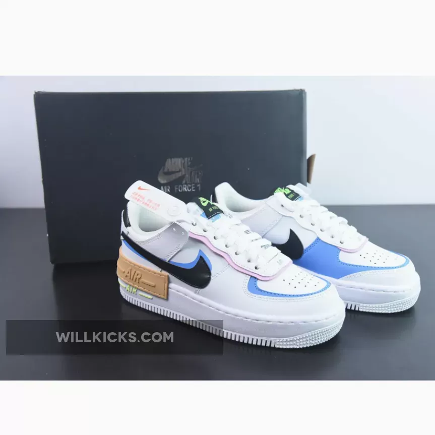 Ladies Nike Air Force 1 Shadow White Pink Blue