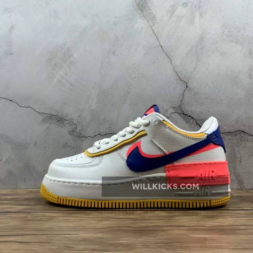 Nike Air Force 1 Shadow White/Flash Crimson-Dark Sulfur-Astronomy Blue