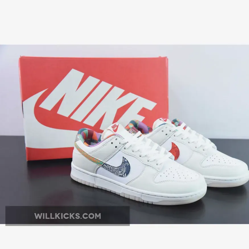 Nike Dunk Low "Multi-Colore Paisley" White/Mystic Red/Diffused Blue
