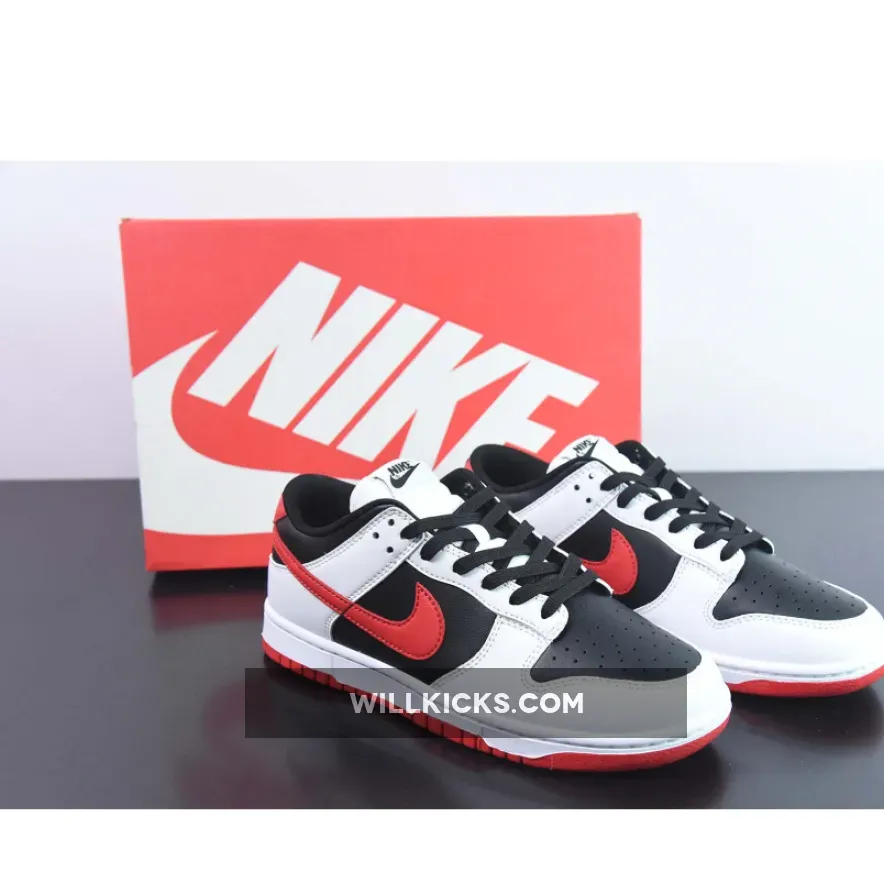 Nike Dunk Low "Reverse Panda Red Swoosh"