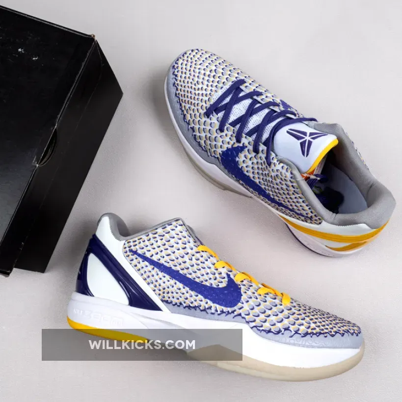 Nike Kobe 6 Protro ‘3D Lakers’ White/Del Sol-Club Purple