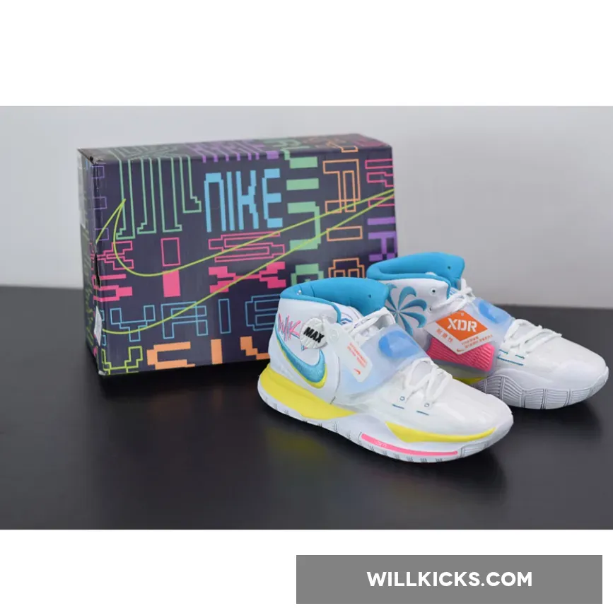 Nike Kyrie 6 "Neon Graffiti" White/Blue Fury-Opti Yellow-Digital Pink