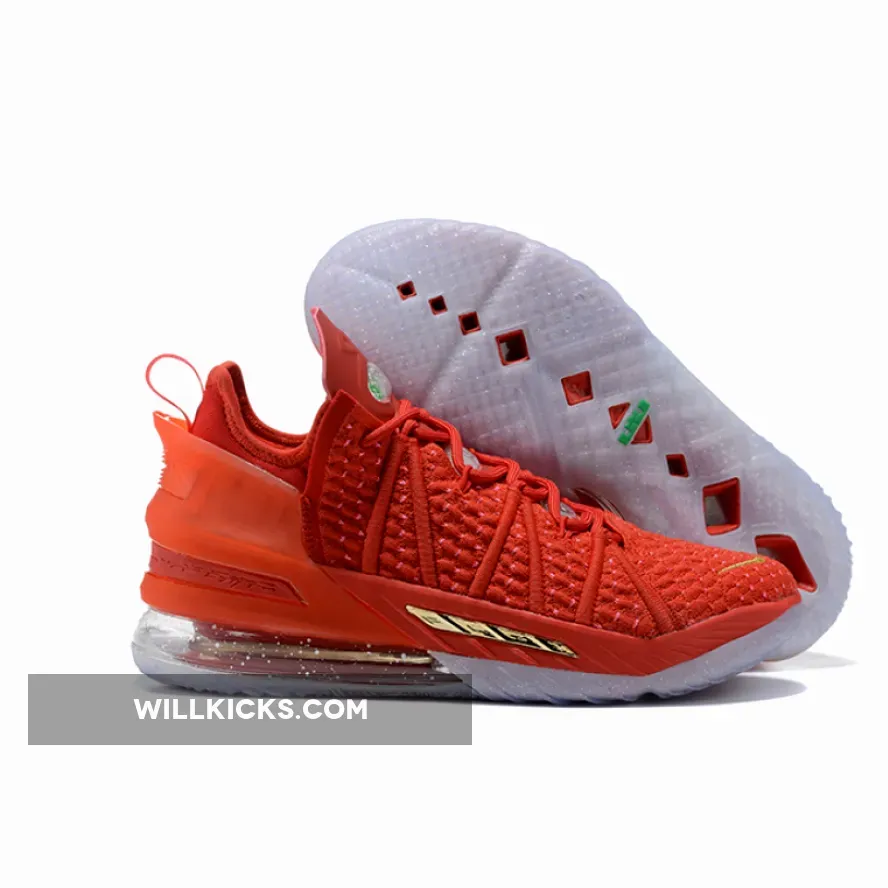 Nike LeBron 18 "X-Mas in LA" University Red Gold