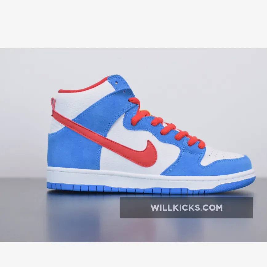 Nike SB Dunk High "Doraemon" Light Photo Blue/Speed Yellow-University Red