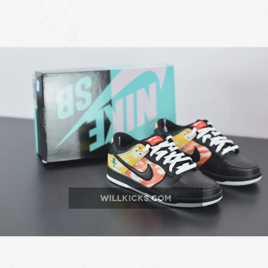 Nike SB Dunk Low "Tie-Dye Raygun" Black/Orange Flash
