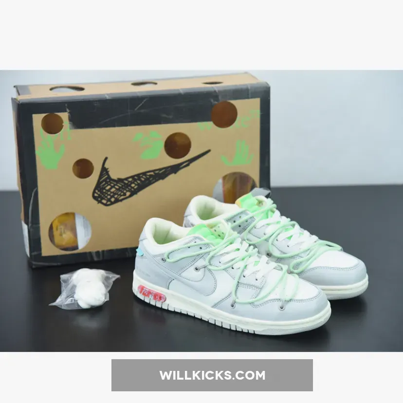 Off-White™ x Nike Dunk Low "07 of 50" Grey White Green