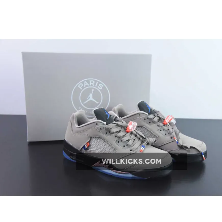 PSG x Air Jordan 5 Low Pumice/Game Royal-Black-Plum Eclipse