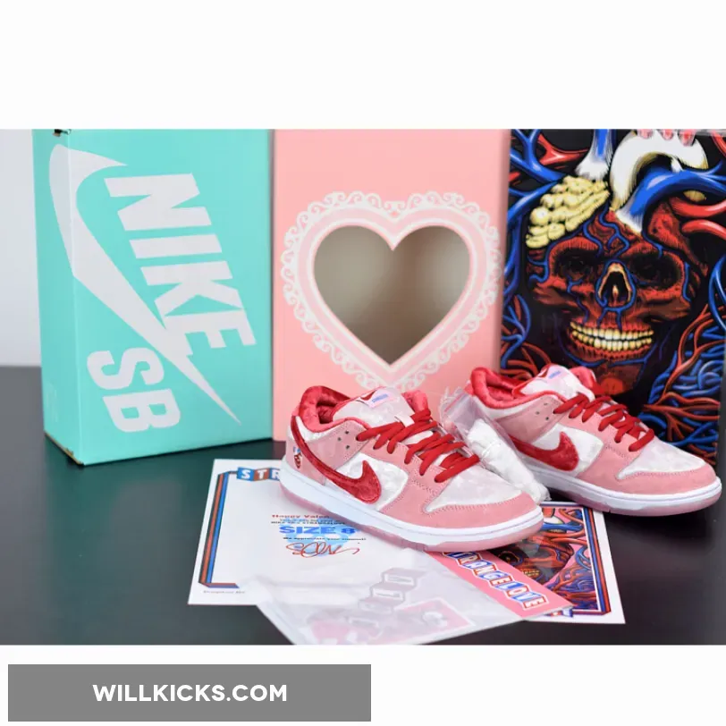 StrangeLove x Nike SB Dunk Low "Valentine’s Day" Bright Melon/Gym Red-Pink