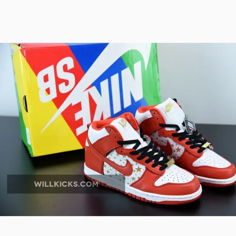Supreme x Nike SB Dunk High Pro White/Varsity Red