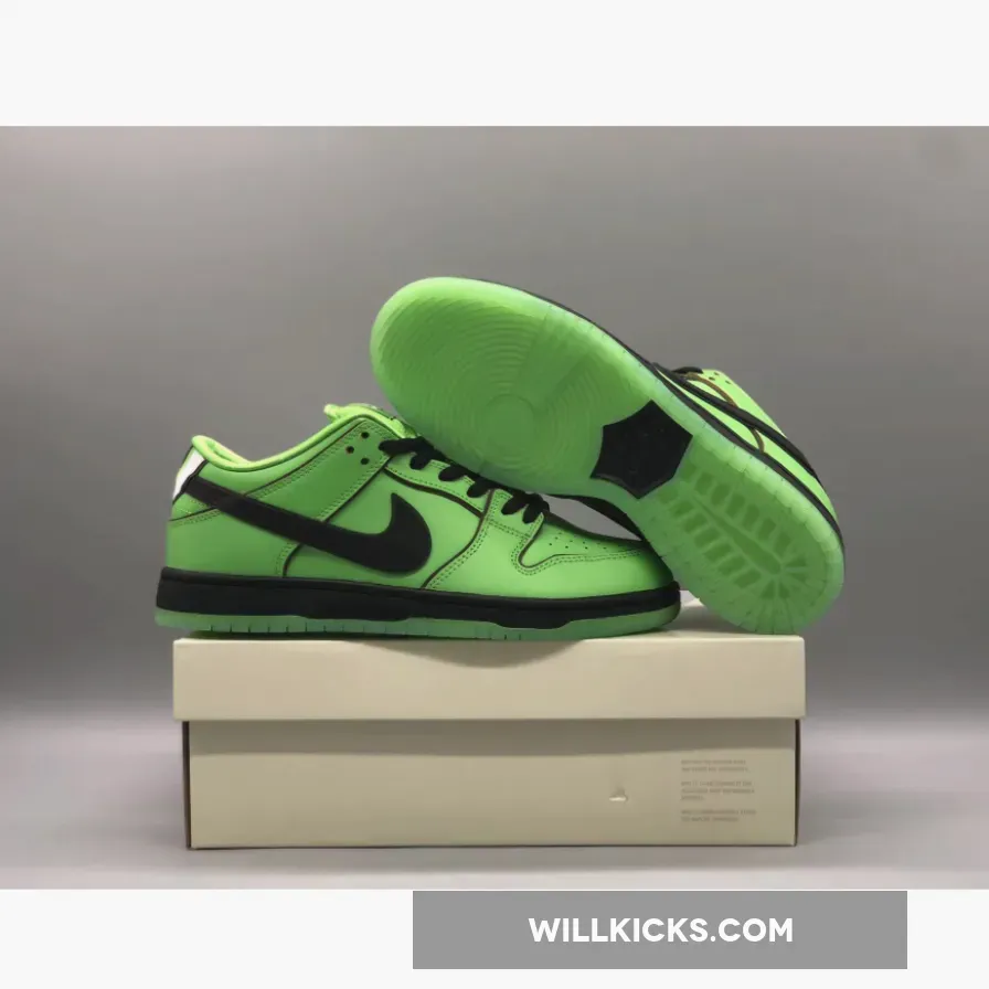 The Powerpuff Girls x Nike SB Dunk Low "Buttercup" Mean Green