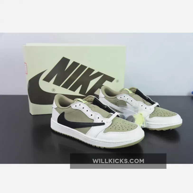 Travis Scott X Air Jordan 1 Low Golf Neutral Olive/Black-Sail