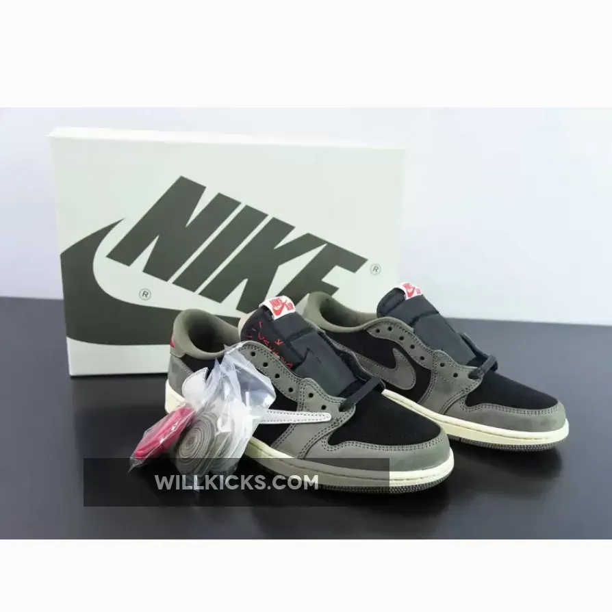 Travis Scott x Air Jordan 1 Low OG Black/Sail-Medium Olive